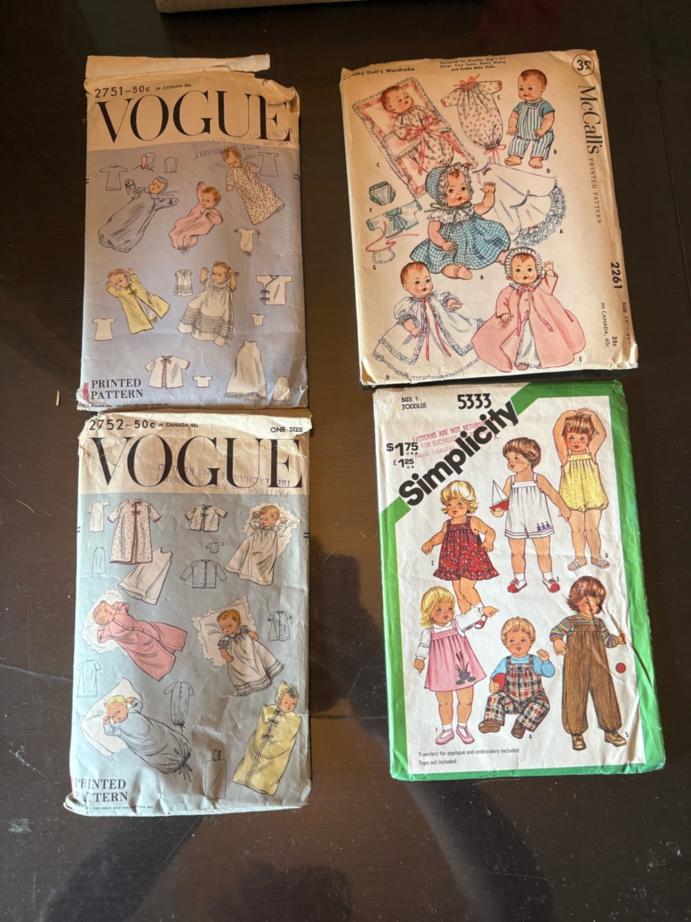 Simplicity Vogue Lot of 4 Vintage  Baby Pattern Packets